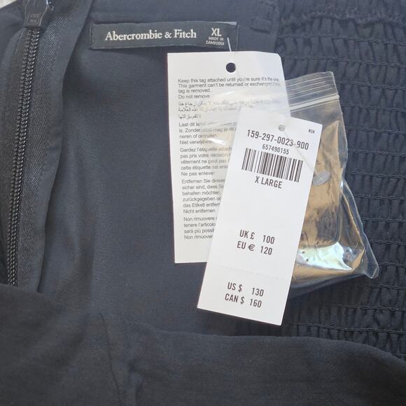 Abercrombie & Fitch Strapless Premium Crepe Jumpsuit Black‎ New with Tag - Picture 4 of 9